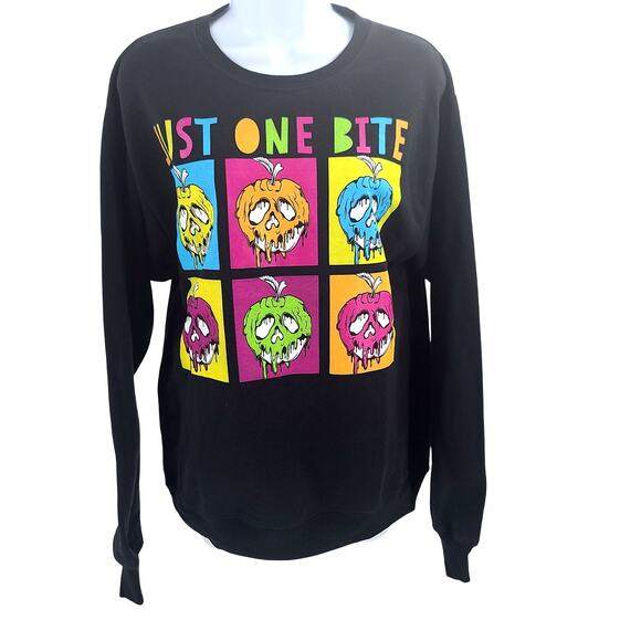 Disney Snow White Evil Queen Just One Bite sweatshirt black Size small Halloween - Picture 2 of 6